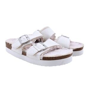 NWT Aeropostale Faux Fur Double-Strap Cork Slide Sandal - Size 8